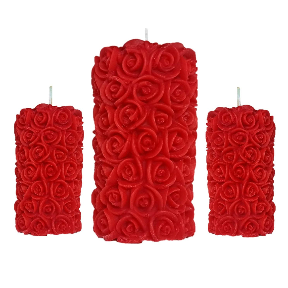 Rose Pillar Big and Small Decorative Smokeless Designer Scented Wax Candle